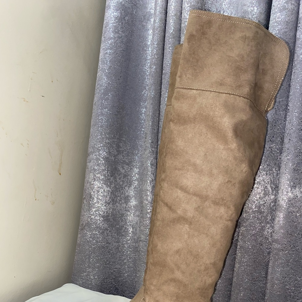 Beige Suede Knee High Boots Gem — free download